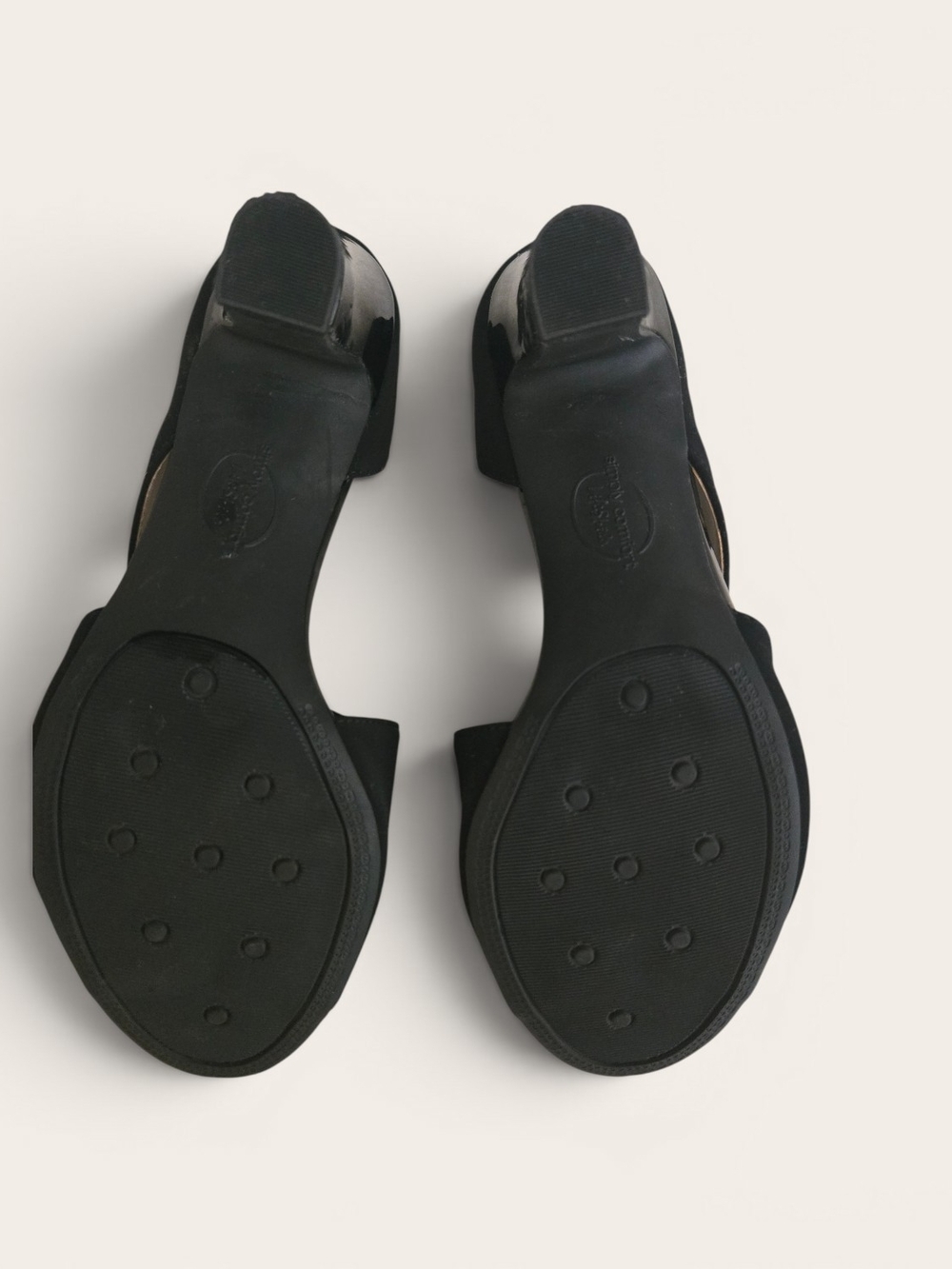 Life Stride Black Suede Peep-Toe Cutout Heels for Women - Picture 3 of 3